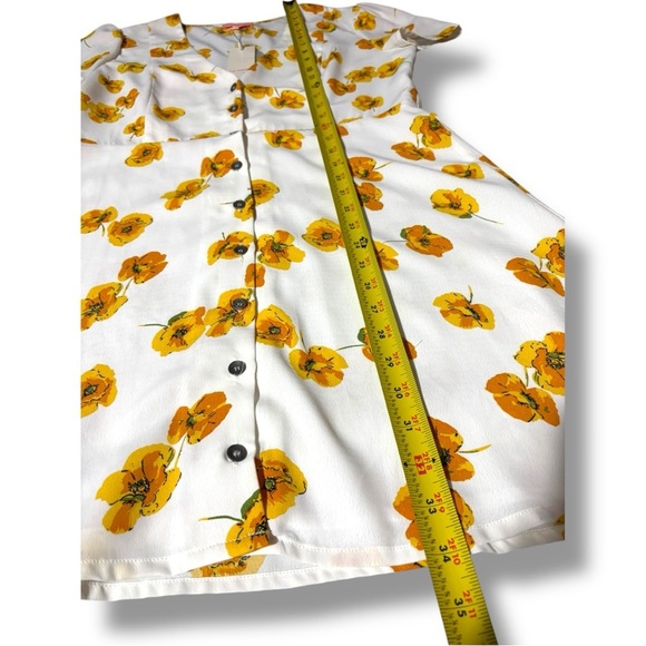 re:named New With Tags V-neck White Mini Dress with Yellow Floral Accents - Picture 12 of 16